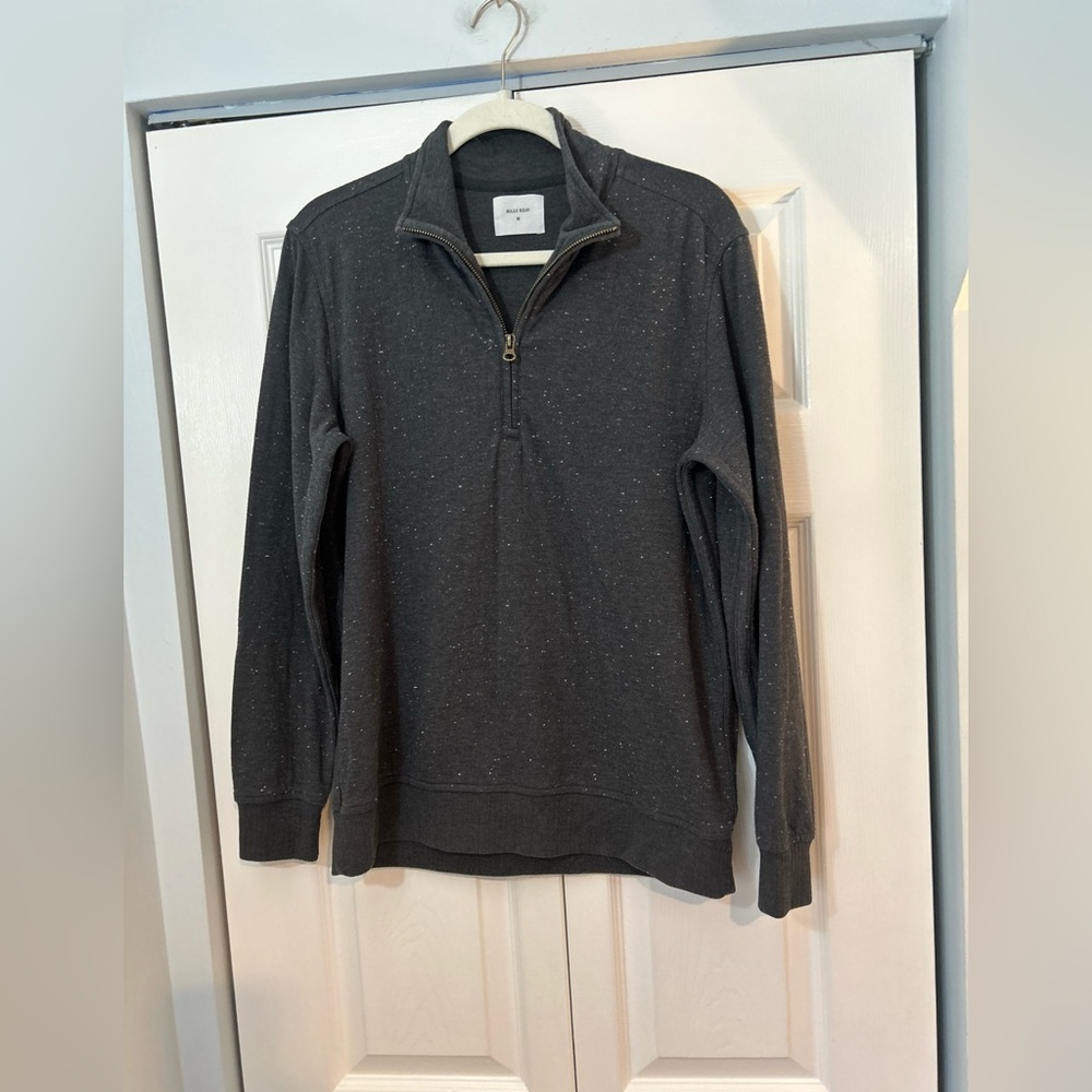 Billy Reid Quarter Zip Pullover Gray Speckled Cotton Blend Size M